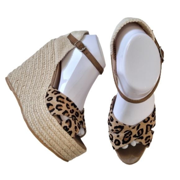 Ettore Masotti Animal Print Platform Wedge Espadrille - Picture 1 of 12